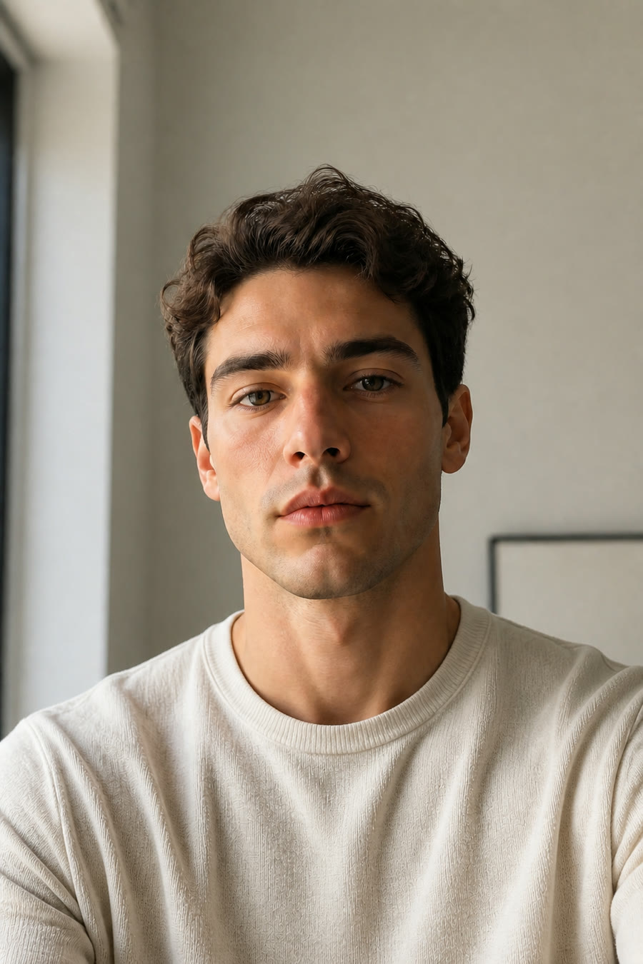 Everyday: oatmeal textured cotton crew knit.